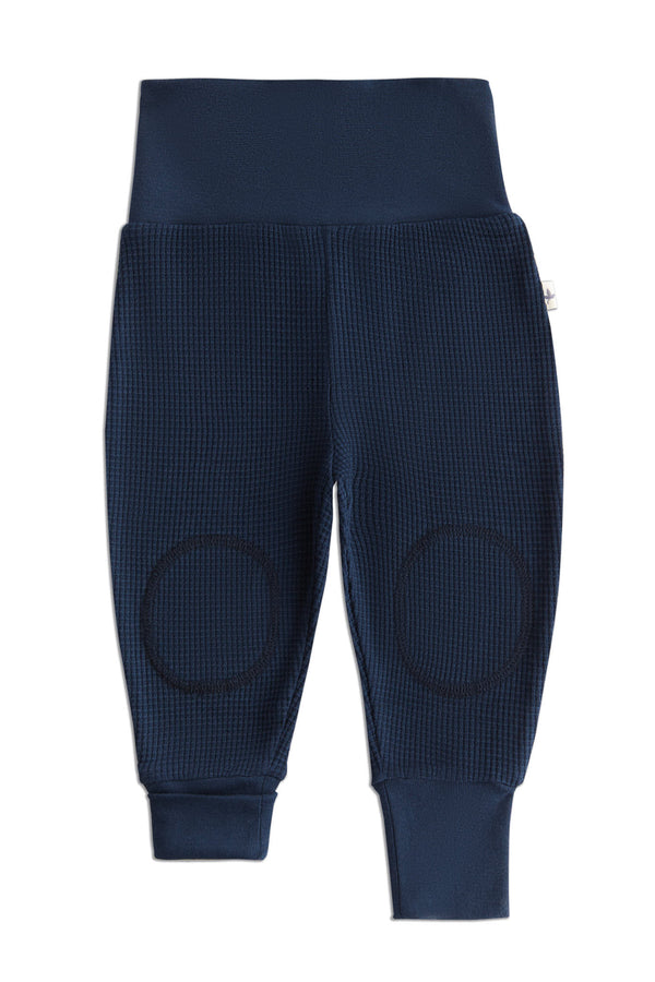 2869 ID | Waffel Knit Baby Pant with extra long waistband - Indigo