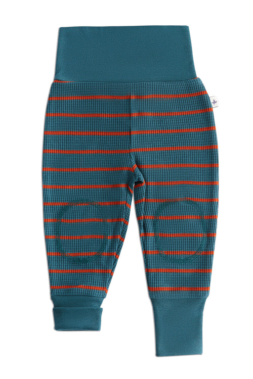 2869 WS | Waffel Knit Baby Pant with extra long waistband - Fir/Tabasco
