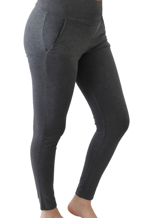 4061AM | Women Yoga Pant with side pockets - Anthracite Melange
