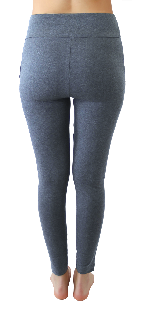 4061NM | Women Yoga Pant with side pockets - Navy-Melange