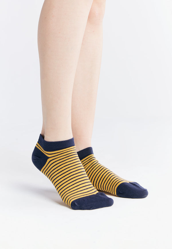 9324 | Unisex Trainer Socks - Indigo/Mustard Yellow