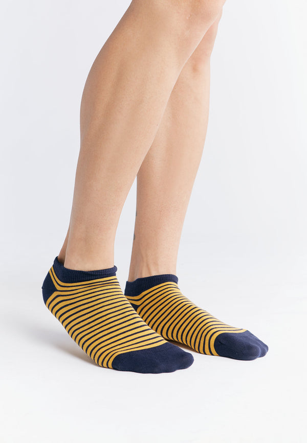 9324 | Unisex Trainer Socks - Indigo/Mustard Yellow