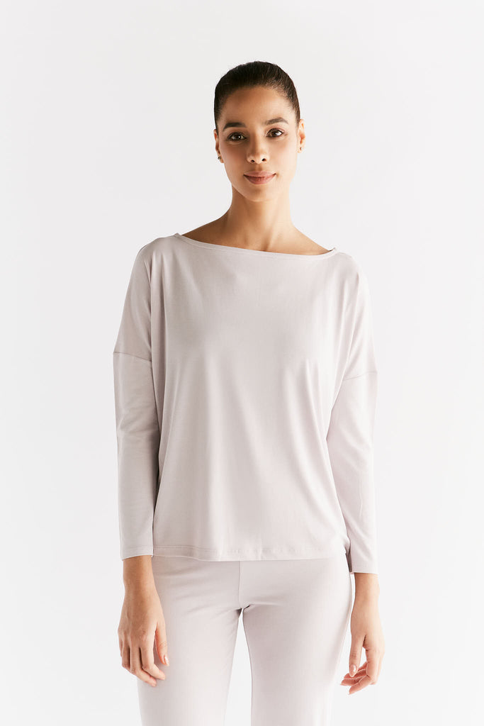 T1111-25 | TENCEL™ Active Damen Yoga Langarmshirt - Lilac Marble