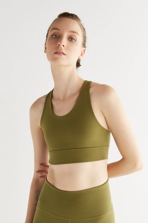 T1202-13 | Women Yoga Top recycled - Olive