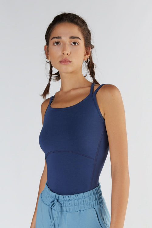 T1212-03 | TENCEL™ Active Women Top with spaghetti straps - Navy