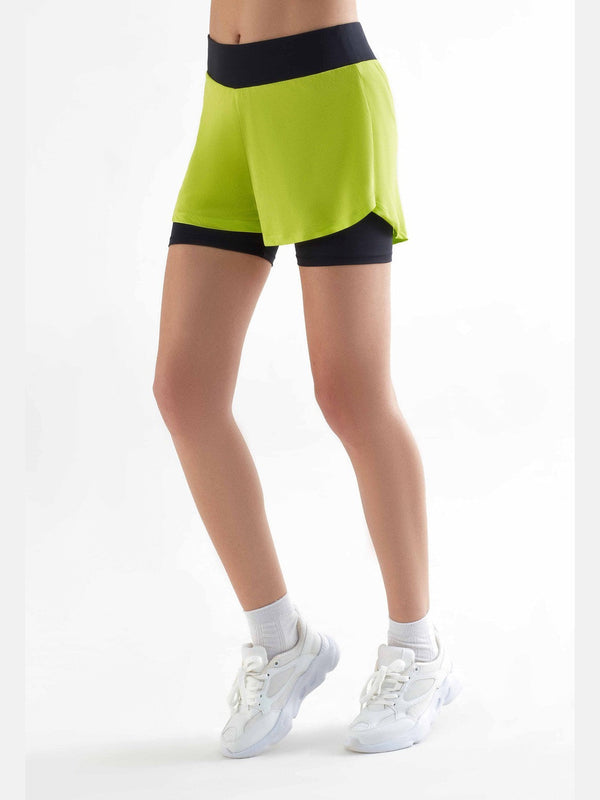 T1340-09 | Women Sport Shorts  recycled - Black/Pistachio Green