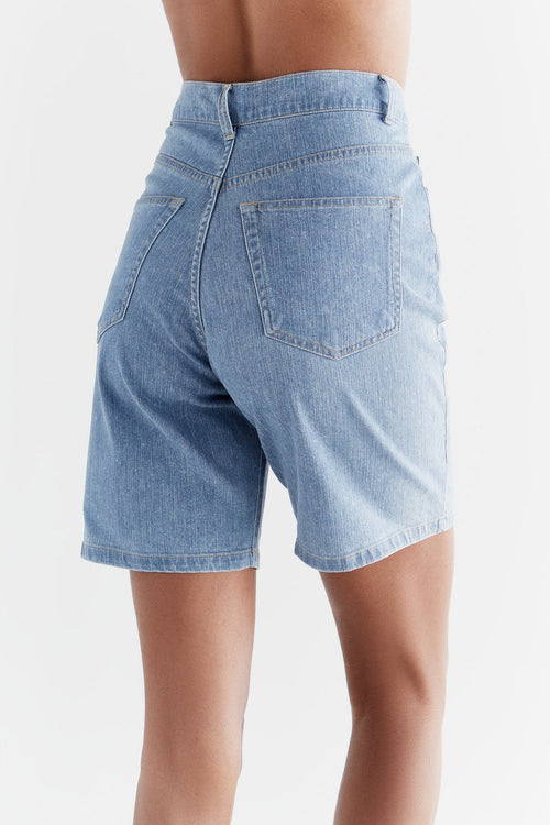 WA3020-352 | Women Denim Shorts - Light Slate Blue