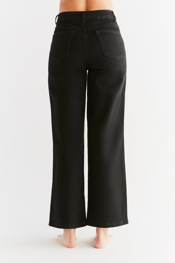 WE1010-104 | Damen Wide Leg Jeans - Coal Black