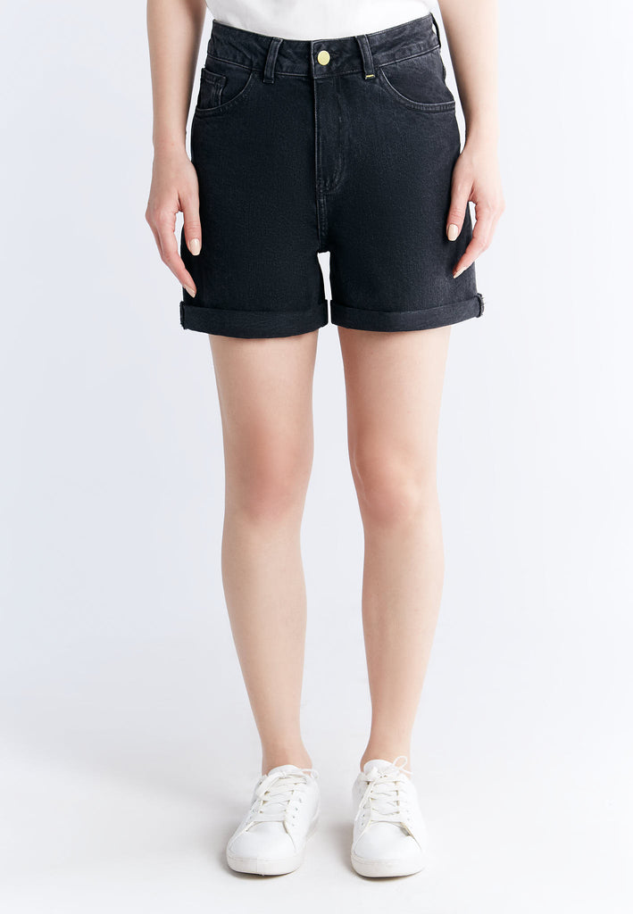 WN3010-145 Women Mom Shorts, Carbon Gray