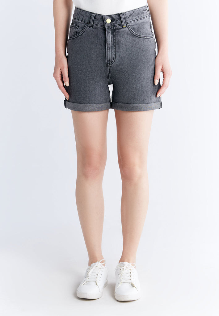 WN3010-163 Women Mom Shorts, Iron Gray